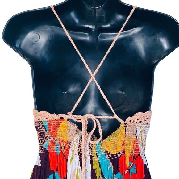 ASTR The Label Paola Crochet Top Tropical Print Maxi Dress Sz S - Picture 6 of 12